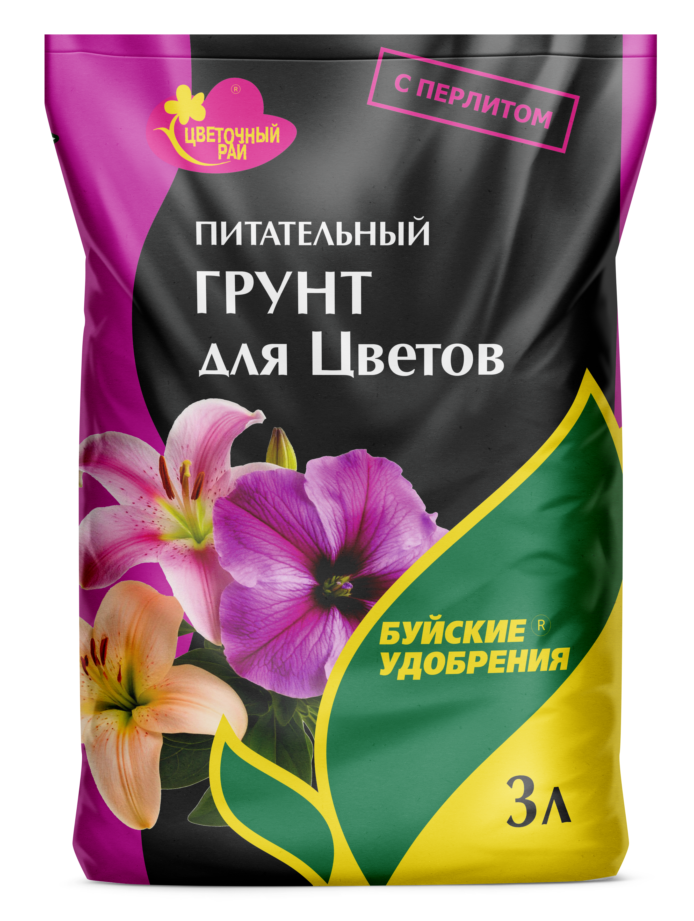 Грунт питательный "Цветочный рай" для цветов 3 л